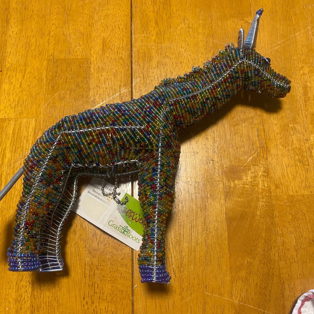 Beadworx Giraffe Sculpture Multi New Handcrafted Beaded Wire Art Decor